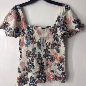 Floral Smocked Puff Sleeve Top